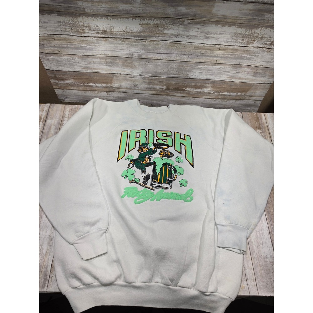 Vintage Fruit of the Loom Irish Party Animal Sweatshirt XL USA Made 90s READ